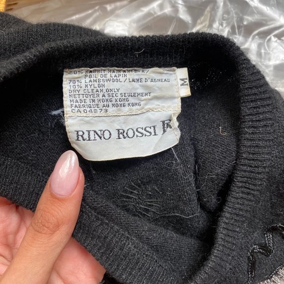 Rino Rossi Embroidered Black Wool Sweater - M - Picture 3 of 3